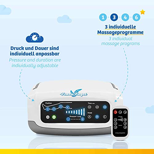 Venen Engel 4 Premium aparato de masajes con botas, 4 cámaras de aire desactivables, presión y tiempo fácilmente configurables, 3 programas de masaje