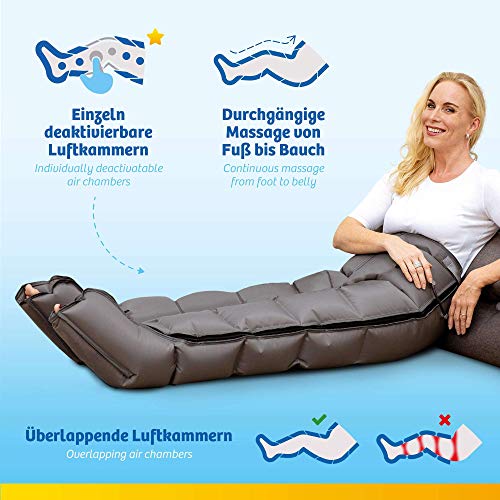 Venen Engel ® 6 Premium aparato de masajes con pantalones, 6 cámaras de aire desactivables, tiempo y presión fáciles de configurar, 6 programas de masajes, masaje sin interrupciones