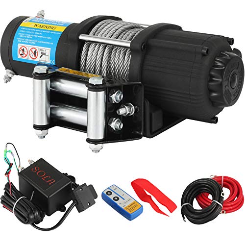 VEVOR Cabrestante Eléctrico 4000/4500 LBS Cabrestante Eléctrico de Recuperación Cabrestante Eléctrico para Coches con Cuerda de Acero/Sintética (4000 LBS, Cuerda de Acero)