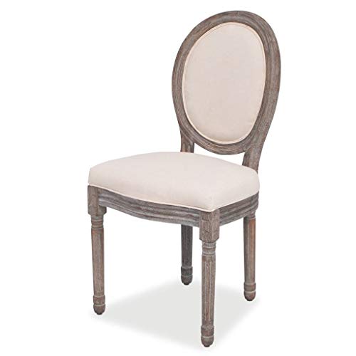 vidaXL 4X Sillas de Comedor Lino Crema Beige Asiento Banco Mueble Cocina Salón
