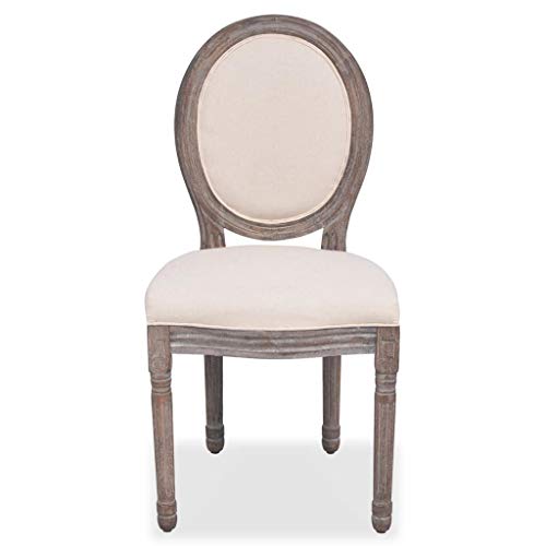 vidaXL 4X Sillas de Comedor Lino Crema Beige Asiento Banco Mueble Cocina Salón