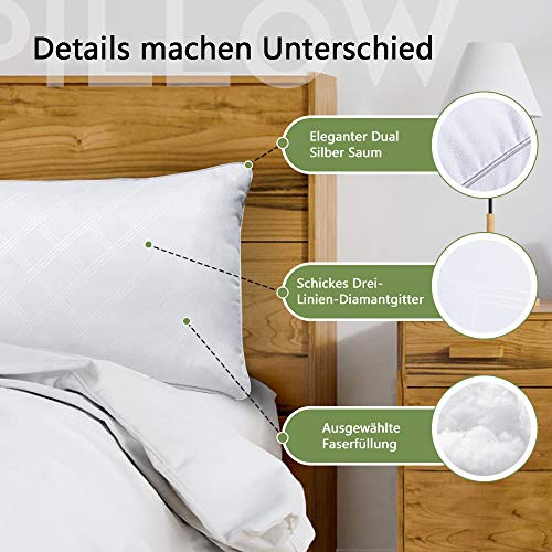 viewstar Almohadas 80x40cm, Almohadas Antiácaros e Antialérgico, Pack de 2 Almohadas Firmeza Media, 100% Microfibra, Almohadas para Camas, Pillow Certificado por Oeko-Tex