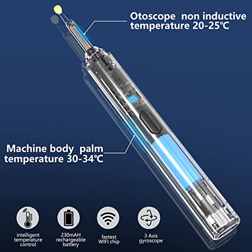 VITCOCO Otoscopio Limpiador de Oídos Herramienta de Endoscopio de Oído Limpiador de oídos Inalámbrico con Cámara HD de 1920P y 9 Orejeras Intercambiables para iPhone/iPad/iOS/Android