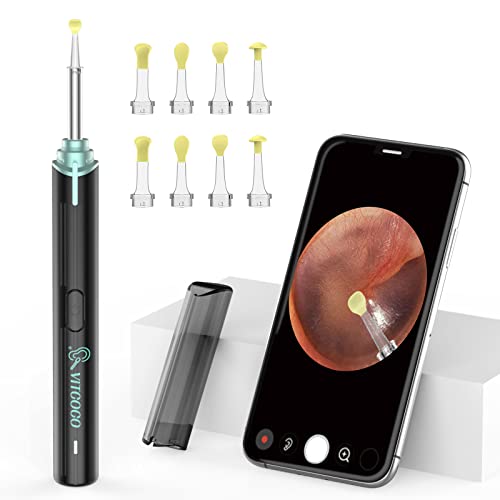 VITCOCO Otoscopio Limpiador de Oídos Herramienta de Endoscopio de Oído Limpiador de oídos Inalámbrico con Cámara HD de 1920P y 9 Orejeras Intercambiables para iPhone/iPad/iOS/Android