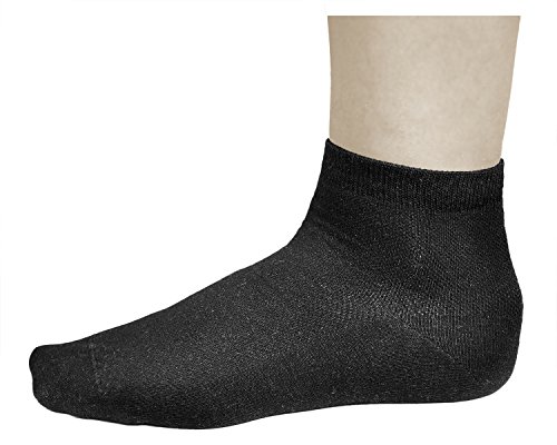 vitsocks Calcetines PLATA-Algodón Tobilleros Mujer (3 PARES) Antibacterianos, Pies Sensibles, negro, 35-38