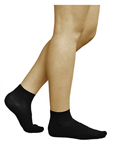 vitsocks Calcetines PLATA-Algodón Tobilleros Mujer (3 PARES) Antibacterianos, Pies Sensibles, negro, 35-38