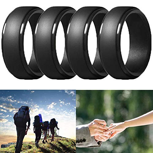 Viudecce 8Mm Popular Camuflaje Hombres Negros Anillos Frescos De Silicona Anillo De Bodas De Goma Anillo De Deportes Ambientales # 10