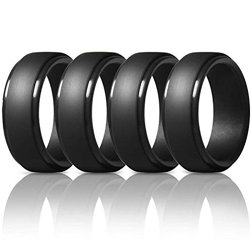 Viudecce 8Mm Popular Camuflaje Hombres Negros Anillos Frescos De Silicona Anillo De Bodas De Goma Anillo De Deportes Ambientales # 10