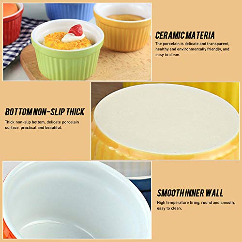 VIVILINEN 12 x Moldes para Soufflé - Cuencos de Cerámica Creme Brulee Moldes a Prueba de Horno Moldes de Tazón de Postre y Paté para, por Ejemplo, Aleta de Ragú, 205 ml Cada Uno (Azul)