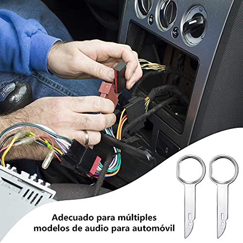Voarge 4 Piezas Herramienta de extracción de Radio de Coche DIN liberación Teclas Clave para Coche/Auto/Automóvil/Car/Cars Disco Unidad Principal Reproductor de CD estéreo Clavijas Universal