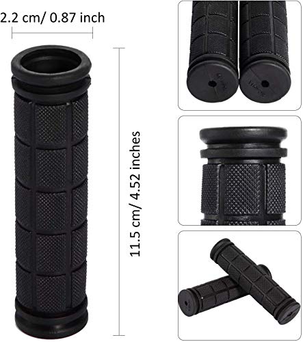 Voarge Puños Manillar Bicicleta, 2pcs Bike Mountain Bike Grips Goma Suave Antideslizante Handlebar Grip, Puños Bicicleta Montaña Silicona Puños Manillar para Accesorios de Bicicleta (Negro)