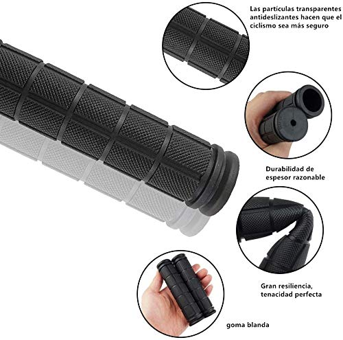 Voarge Puños Manillar Bicicleta, 2pcs Bike Mountain Bike Grips Goma Suave Antideslizante Handlebar Grip, Puños Bicicleta Montaña Silicona Puños Manillar para Accesorios de Bicicleta (Negro)