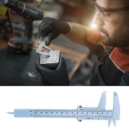 Vokmon Pie de Rey 150mm de plástico Deslizante pie de Rey plástico Deslizamiento de la Regla portátil Regla Medida portátil para Trabajar la Madera Trabajo del Metal, Negro