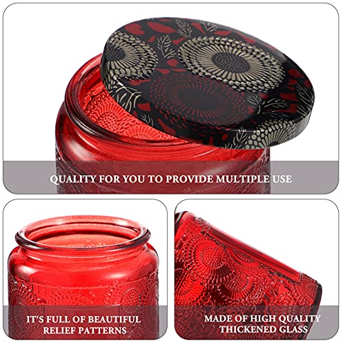 VORCOOL 6 Unidades de Tarro de Vela Kits de Envases de Vela de Vidrio Repujado Tarros de Vela Redondos Vacíos Latas de Vidrio con Tapas de Aromaterapia Vela Perfumada Lata para Hacer