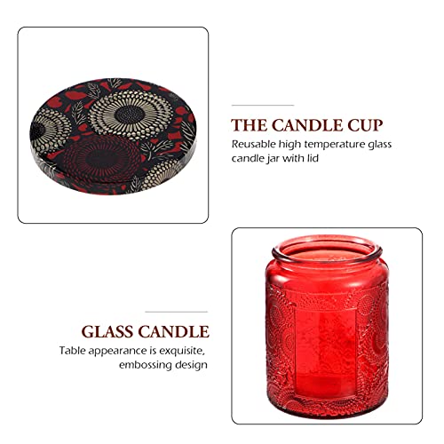 VORCOOL 6 Unidades de Tarro de Vela Kits de Envases de Vela de Vidrio Repujado Tarros de Vela Redondos Vacíos Latas de Vidrio con Tapas de Aromaterapia Vela Perfumada Lata para Hacer