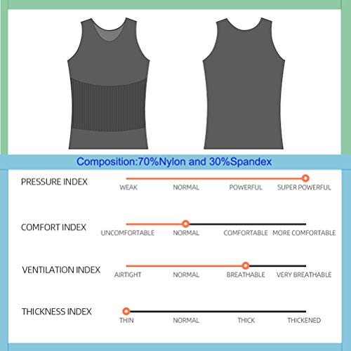 Vphancy Camiseta Reductora Hombre Compresión, Camisetas Interiores Tirantes, Fajas Moldeadora Adelgazantes - Alta Elasticidad para Comprimir Pecho Abdomen y Cintura (Negro, XL)