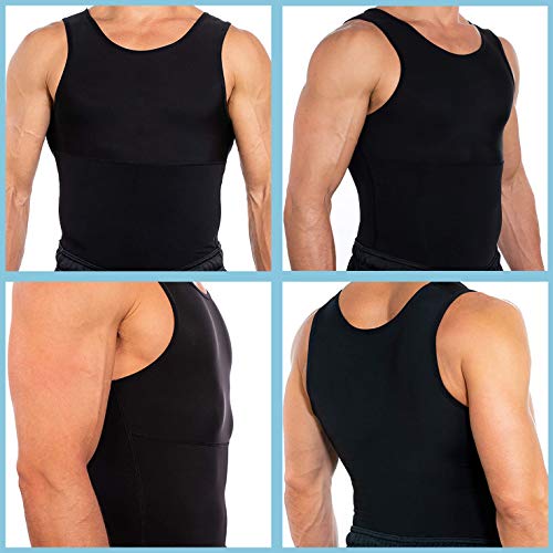 Vphancy Camiseta Reductora Hombre Compresión, Camisetas Interiores Tirantes, Fajas Moldeadora Adelgazantes - Alta Elasticidad para Comprimir Pecho Abdomen y Cintura (Negro, XL)