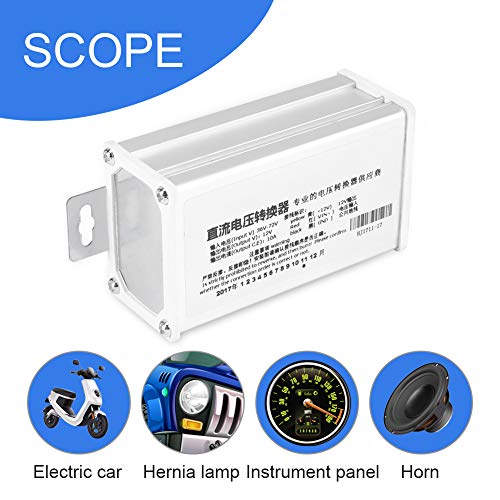 Wacent Convertidor Adaptador Transformador, Componente electrónico Accesorios duraderos DC 36V-72V a 12V 10A 120W Convertidor Adaptador Transformador para Scooter eléctrico