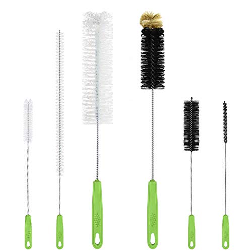 Wanap Cepillo para Botellas, Juego de cepillos de Limpieza duraderos de usos múltiples, sin BPA, Largos y Flexibles para Botellas, pajitas, Tubos, decantadores, etc, 6 Piezas