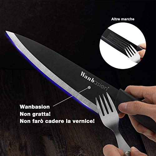 Wanbasion Negro Juego de Cuchillos de Cocina, Cuchillos Cocina profesional chef, set de Cuchillos de Cocina Acero inoxidable