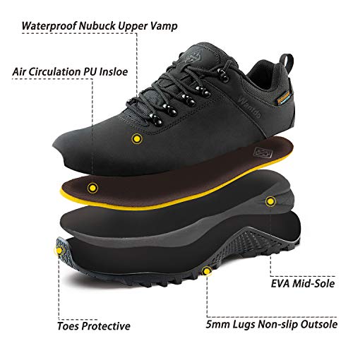 Wantdo Botas de Senderismo Impermeables para Hombre al Aire Libre Zapatillas de Moda Casual Ligero Zapatos de Nieve Transpirable Running Trekking Multideporte Negro 2020 44 EU