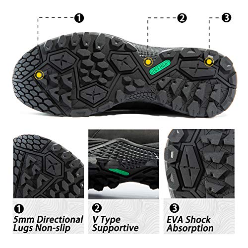Wantdo Botas de Senderismo Impermeables para Hombre al Aire Libre Zapatillas de Moda Casual Ligero Zapatos de Nieve Transpirable Running Trekking Multideporte Negro 2020 44 EU