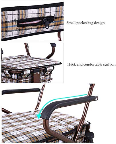 Water cup Carrito De Compras Portátil Carrito Pequeño Hombre Viejo Paso A Paso El Jinete Puede Sentarse con Apoyabrazos Económico Simple Anciano Portátil Engrosamiento Descanso CAM