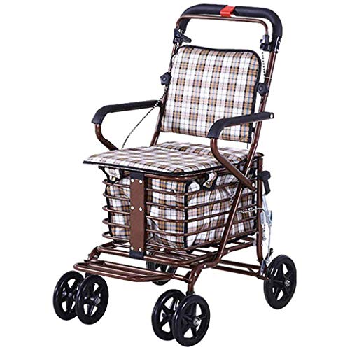 Water cup Carrito De Compras Portátil Carrito Pequeño Hombre Viejo Paso A Paso El Jinete Puede Sentarse con Apoyabrazos Económico Simple Anciano Portátil Engrosamiento Descanso CAM