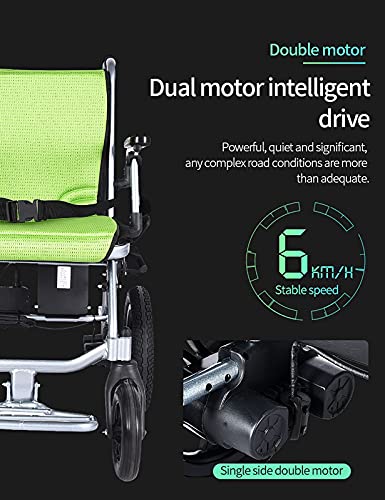 WBJLG Silla de Ruedas eléctrica Plegable Silla de Ruedas eléctrica de Servicio Pesado Silla de Ruedas eléctrica Ligera, Joystick de 360 ​​°, Capacidad de Peso 100 kg para Todas Las Edades