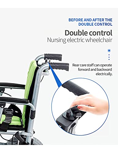 WBJLG Silla de Ruedas eléctrica Plegable Silla de Ruedas eléctrica de Servicio Pesado Silla de Ruedas eléctrica Ligera, Joystick de 360 ​​°, Capacidad de Peso 100 kg para Todas Las Edades