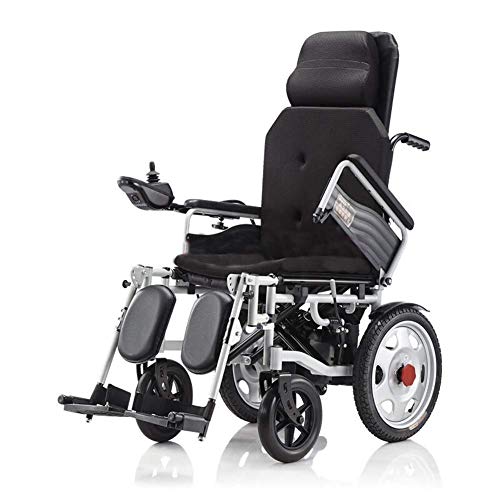 WBJLG Silla de Ruedas eléctrica, Silla de Ruedas de Acero al Carbono para discapacitados, Silla de Ruedas eléctrica para Personas Mayores, Silla de Ruedas Plegable y Liviana