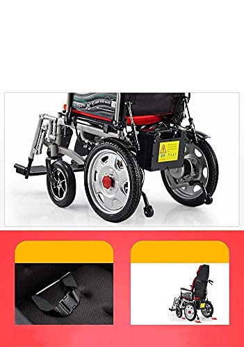 WBJLG Silla de Ruedas eléctrica, Silla de Ruedas de Acero al Carbono para discapacitados, Silla de Ruedas eléctrica para Personas Mayores, Silla de Ruedas Plegable y Liviana
