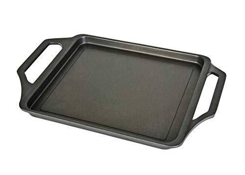 WECOOK! Ecostone Bandeja Asadora Inducción, Plancha de Asar 37X25cm, Antiadherente XTRA DUPON Ecológico sin PFOA, Asas de Silicona, Aluminio Fundido, 5mm Espesor, Vitrocerámica, Gas, Horno