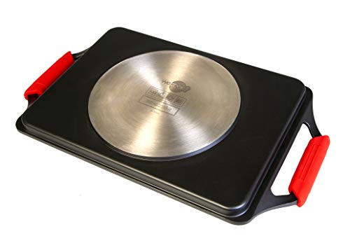 WECOOK! Ecostone Bandeja Asadora Inducción, Plancha de Asar 37X25cm, Antiadherente XTRA DUPON Ecológico sin PFOA, Asas de Silicona, Aluminio Fundido, 5mm Espesor, Vitrocerámica, Gas, Horno