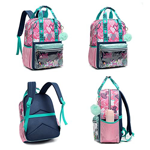 Wenlia Mochila para niñas estuche para lápices, bolso de hombro 3 en 1, mochila para estudiantes, letras de lentejuelas Regalos para niños