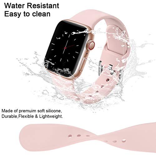 Wepro 3 Pack Correas Compatible con Apple Watch Correa 38mm 42mm 40mm 44mm, Correa de Silicona Suave de Repuesto Compatible con iWatch Series 6, 5 4 3 2 1, SE, 38mm/40mm-S/M, Rojo/Rosa/Blanco