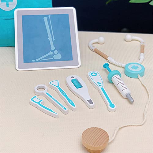 Werstand 17 Piezas Doctor'S Case Juguete De Juego De rol Médico Juego De rol para Niños Kit Médico De Madera para Niños Juguete Médico De Madera con Estetoscopio Otoscopio Y Espejo Dental Appealing