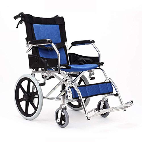 WLG Silla de Ruedas Plegable Ligera, conducción médica, Carro portátil para Ancianos, Silla de Ruedas de Aluminio pa