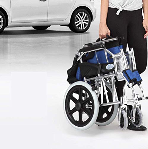 WLG Silla de Ruedas Plegable Ligera, conducción médica, Carro portátil para Ancianos, Silla de Ruedas de Aluminio pa