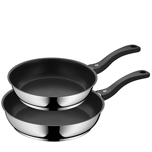 WMF Set de dos sartenes Devil 24 cm y 28 cm, con antiadherente para todo tipo de cocinas incluido inducción, acero inoxidable con recubrimiento antiadherente