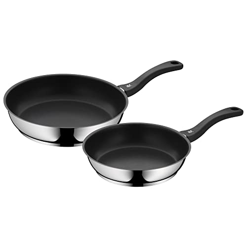 WMF Set de dos sartenes Devil 24 cm y 28 cm, con antiadherente para todo tipo de cocinas incluido inducción, acero inoxidable con recubrimiento antiadherente