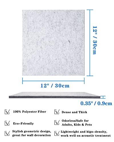 Woiworco 36 paneles acústicos acolchado a prueba de sonido, 30,5 x 30,4 x 0,9 cm, panel de absorción acústica, paneles de sonido para tratamiento acústico y decoración de pared