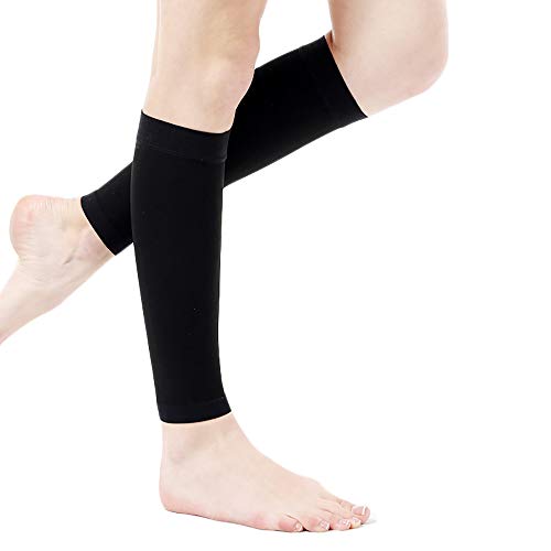 wolfjuvenile Apoyo Graduado De Varicosa para Edema - Manga De CompresióN para La Pantorrilla, Venas Varicosas En Las Piernas Medias EláSticas (15-21Mm HG),Black-XXL