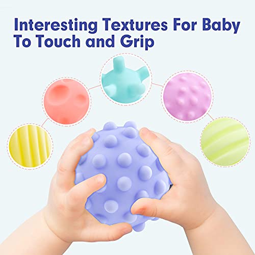 WolinTek Juguetes para bebés Bolas de apilamiento para bebés,6 Pieza Bolas Sensoriales para Bebés Soft Hand Ball Grip Ball Sensor Ball Set Textured Multi Ball Set, Infantil Pelota Educativa