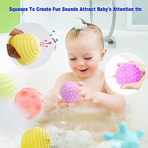 WolinTek Juguetes para bebés Bolas de apilamiento para bebés,6 Pieza Bolas Sensoriales para Bebés Soft Hand Ball Grip Ball Sensor Ball Set Textured Multi Ball Set, Infantil Pelota Educativa