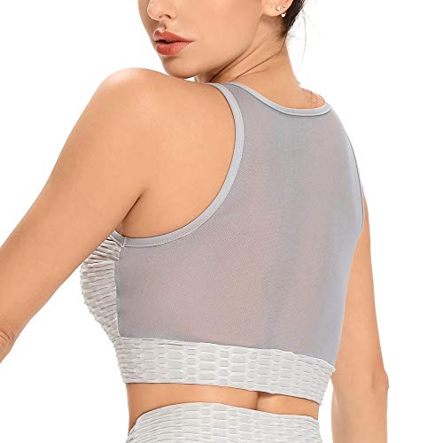 WOWENY Sujetador Deportivo Mujer Push Up con Almohadillas Extraíbles Espalda Sujetador Deporte Mujer, Diaria Slim Fit sin Anillo de Acero Chaleco para Mujer Sujetador de Camisola para (2-Gris, M)