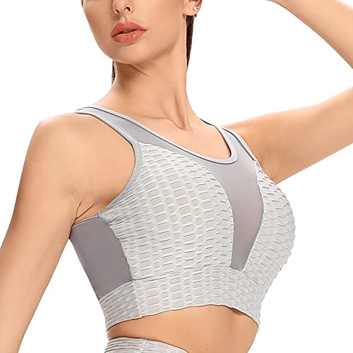 WOWENY Sujetador Deportivo Mujer Push Up con Almohadillas Extraíbles Espalda Sujetador Deporte Mujer, Diaria Slim Fit sin Anillo de Acero Chaleco para Mujer Sujetador de Camisola para (2-Gris, M)
