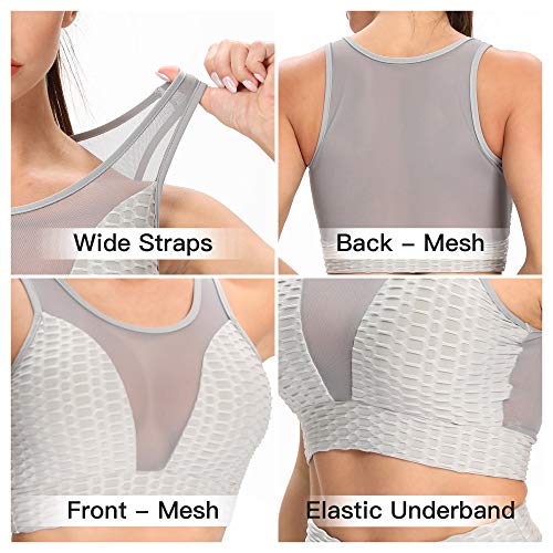 WOWENY Sujetador Deportivo Mujer Push Up con Almohadillas Extraíbles Espalda Sujetador Deporte Mujer, Diaria Slim Fit sin Anillo de Acero Chaleco para Mujer Sujetador de Camisola para (2-Gris, M)