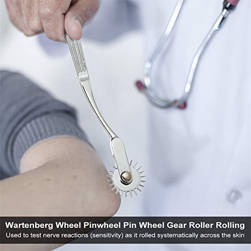 WSN Martillo Reflejo nervioso, percusión médica para Examen de neurología Martillo Triangular de Acero Inoxidable + Aguja de Rueda de baldosas + Juego de 3 martillos