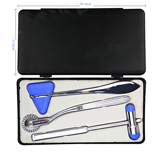 WSN Martillo Reflejo nervioso, percusión médica para Examen de neurología Martillo Triangular de Acero Inoxidable + Aguja de Rueda de baldosas + Juego de 3 martillos